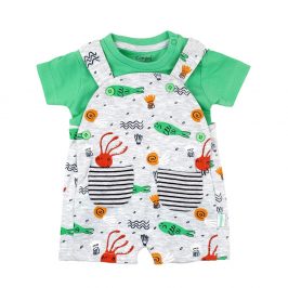 Conjunto Peto Camiseta Algodón Verde Mar Babybol