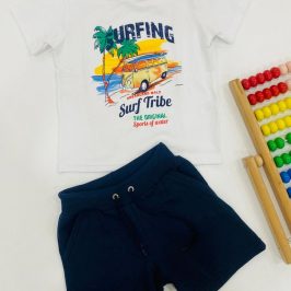 Conjunto niño Surfing blanco y azul marino
